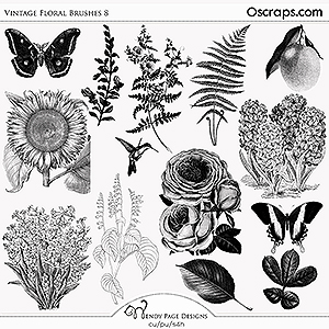 Vintage Floral Brushes 8 (CU) by Wendy Page Designs