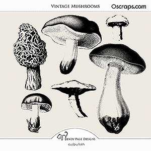 Vintage Mushroom Stamps (CU) by Wendy Page Designs